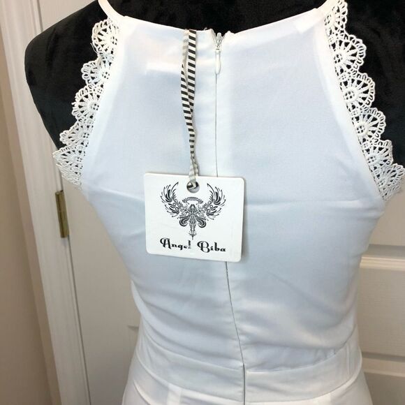 NWT Angel Biba white eyelet spaghetti strap dress - Picture 7 of 16